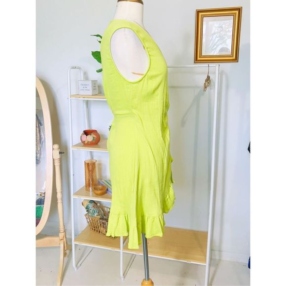 ASOS Design Lime Green Mini Ruffle Dress - Picture 4 of 5